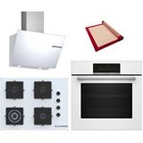 Bosch White 3 Lü Ankastre Set 629 ( Hbj559ew6t - Poh7c2p31o - Dwk66pj20t ) - 3d Fry Tepsili - 67cm Wok Ocak - Pişirme Matı Ile Beyaz