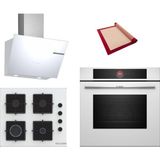 Bosch White Deluxe 3 Lü Ankastre Set 621 ( HBG7341W1 - POP6C2P31O - DWK66PJ20T ) - 3D Fry