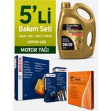 Bosch+Waben Toyota Corolla 1.4 D4D Fitre Bakım Seti-Supermax Oil 5W30 5lt 4lü 2007-2016