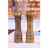 Bosile 2'li Set Masterchef Tuz Karabiber Değirmeni Baharat Öğütücü Ceviz Ahşapı 21 Cm