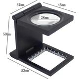 Bosile LED Işıklı Büyüteç Metal Katlanır Ölçekli Kılıflı 10X Mercek 45x50 mm