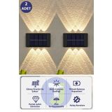 Bosile Modern Solar Güneş Enerjili 6 Ledli Bahçe Aydınlatması Aplik Sarı Işık Led Lamba (2 Adet)