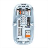 Bosile Premium Şeffaf Kablosuz Mouse: 3 Modlu Bağlantı, Sessiz Tık ve Şarjlı – Modern Slim Tasarım - Mavi