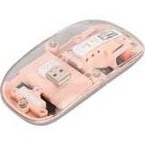 Bosile Premium Şeffaf Kablosuz Mouse: 3 Modlu Bağlantı, Sessiz Tık ve Şarjlı – Modern Slim Tasarım - Pembe