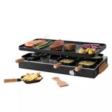Boska Raclette Grill Party - 8 Kişilik Raclette - Pfas Içermez - Seramik Izgara Plakası - Kayın Ağacından Kulplar - Ters Çevrilebilir Alüminyum Plaka - Siyah