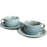 Bosmarlin Seramik Kahve Fincanı Kupası 2'li Saucer Seti Latte, Kapuçino, Çay, 240 ml, Bulaşık Makinesi ve Mikrodalga Güvenli (Adaçayı Yeşili, 2)