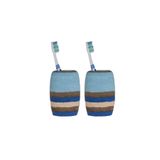 Bosphorus 2 ADET DİŞ FIRÇALIK MAVİ ÖRGÜ POLİRESİN 7X7X11CM BANYO SETİ