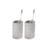 Bosphorus 2 ADET SERAMİK DİŞ FIRÇALIK OVAL ÇİZGİLİ MODEL 9X6X11CM BANYO SETİ