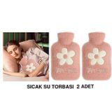 Bosphorus 2 ADET SICAK SU TORBASI PELUŞ PAPATYA DESENLİ PEMBE21x13,5x2cm 500 ml