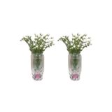 Bosphorus 2 ADET VAZO DAHİL,VAZODA ÇİÇEK,BEYAZ YAPAY ÇİÇEK,VAZO DEKORATİF KRİSTAL DAMLALI 6X6X19CM