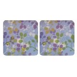 Bosphorus Ahşap Bardak Altlığı 2 Adet Çiçek Desen 10X10CM