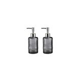 Bosphorus Banyo Seti Cam Sıvı Sabunluk 2 Adet,kristal Desenli Gri 300ML 6,8X17,6CM