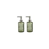 Bosphorus Banyo Seti Cam Sıvı Sabunluk 2 Adet,kristal Desenli Yeşil 300ML 6,8X17,6CM