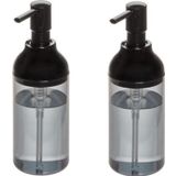 Bosphorus Banyo Seti Sıvı Sabunluk 2 Adet Füme Siyah Renkli Akrilik 8X8X16CM 360ML