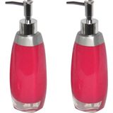 Bosphorus Banyo Seti Sıvı Sabunluk 2 Adet Gri Pembe Model Poliresin 6X5X22CM