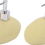 Bosphorus Banyo Seti Sıvı Sabunluk 2 Adet Sarı Petek Desenli Poliresin 14X8X14CM 400ML