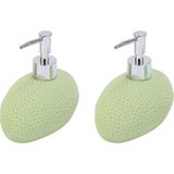 Bosphorus Banyo Seti Sıvı Sabunluk 2 Adet Yeşil Petek Desenli Poliresin 14X8X14CM 400ML
