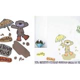Bosphorus Duvar Süsü (Sticker) Çamurlu Ayı Desenli Pvc