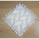 Bosphorus El Işlemesi Beyaz Dantel,kenarı Püsküllü Sehpa Örtüsü 31X33CM - Renkli - S - M