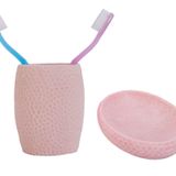 Bosphorus Homi 2 Li Banyo Seti,Pembe Petek Model,Poliresin