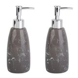 Bosphorus Homi BANYO SETİ MERMER DESENLİ GRİ SIVI SABUNLUK 2 ADET 8X8X17CM 300ML