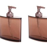 Bosphorus Homi BANYO SETİ OVAL SIVI SABUNLUK 2 ADET KAHVERENGİ AKRİLİK 13X5X16CM 350ML