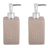Bosphorus Homi BANYO SETİ SERAMİK SIVI SABUNLUK 2 ADET BEJ MODERN 7X7X17CM 300ML