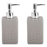 Bosphorus Homi BANYO SETİ SERAMİK SIVI SABUNLUK 2 ADET GRİ MODERN 7X7X17CM 300ML