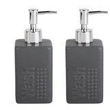 Bosphorus Homi BANYO SETİ SERAMİK SIVI SABUNLUK 2 ADET KOYU BEJ MODERN 7X7X17CM 300ML