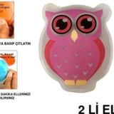 Bosphorus Kalp Emoji Pembe Baykuş Cep Sobası,el Isıtıcı,2 Adet Sıcak Su Torbası Pvc 9cm