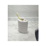 Bosphorus SERAMİK DİŞ FIRÇALIK OVAL ÇİZGİLİ MODEL 9X6X11CM BANYO SETİ