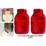 Bosphorus SICAK SU TORBASI 2 ADET,CEPLİ KIRMIZI PELUŞ TERMOFOR 32,5x17,5cm 1500 ML