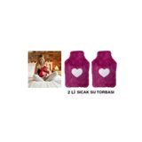 Bosphorus SICAK SU TORBASI 2 ADET,PELUŞ KALPLİ,PEMBE TERMOFOR 29x17CM 750ml