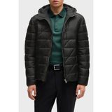 Boss 50524648 001 - 000-Siyah Logolu Regular Fit Su Itici Kapüşonlu Şişme Erkek Mont