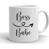 Boss Babe Baskılı Porselen Çay Kahve Kupası - Beyaz - 300 cc