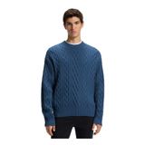 BOSS Bisiklet Yaka Desenli Kazak, XL, 5003335547, Mavi, Erkek