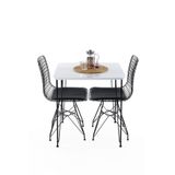 Boss Concept Mutfak Balkon Masası beyaz suntalam 70x70 cm 2 Adet Tel Sandalye takım