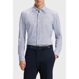Boss Desenli Slim Fit Gömlek Yaka Uzun Kollu Gömlek Erkek Gömlek 50545269 410 - Beyaz-Lacivert