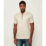 Boss Erkek %100 Merserize Pamuklu Normal Kalıp Kısa Kollu Yarım Fermuarlı Ekru Polo Yaka T-Shirt 50543880-131 - XL