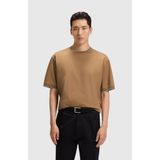 Boss Erkek %100 Pamuk Rahat Kalıp Yuvarlak Yakalı Kısa Kollu Bej T-Shirt 50548012-260 - XS
