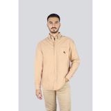 Boss Erkek %100 Pamuklu Logo Desenli Uzun Kollu Bej Gömlek 50545572-260 - 2XL