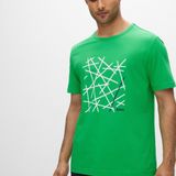 Boss Erkek %100 Pamuklu Regular Fit Kısa Kollu Yeşil T-Shirt 50477238-341