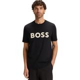 Boss Erkek %100 Pamuklu Yuvarlak Ribana Yakalı Logo Baskılı Kısa Kollu Siyah T-Shirt 50548411-001