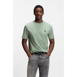 Boss Erkek %100 Pamuklu Yuvarlak Yakalı Kısa Kollu Açık Yeşil T-Shirt 50555844-373 - 2XL