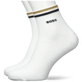 BOSS Erkek 2P SH Stripe CC İkili Paket Kısa Çorap İmza Çizgili, Beyaz 100., 39-42
