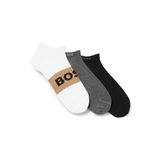 BOSS Erkek 3P AS Logo CC Üçlü Paket Ayak Bileği Uzunluğunda Çorap Pamuk Karışımı, Açık Miscellaneous, 43-46