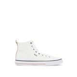 BOSS Erkek Aiden Hito Hightop spor ayakkabı, pamuk kanvas, imzalı çizgili, Beyaz 100., 41 EU