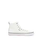 BOSS Erkek Aiden Hito Hightop spor ayakkabı, pamuk kanvas, imzalı çizgili, Beyaz 100., 42 EU