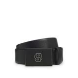 BOSS Erkek B Icon kemer İtalyan derisinden Double-B-Monogram kilitli, 001 Siyah, 105
