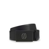 BOSS Erkek B Icon kemer İtalyan derisinden Double-B-Monogram kilitli, 001 Siyah, 110